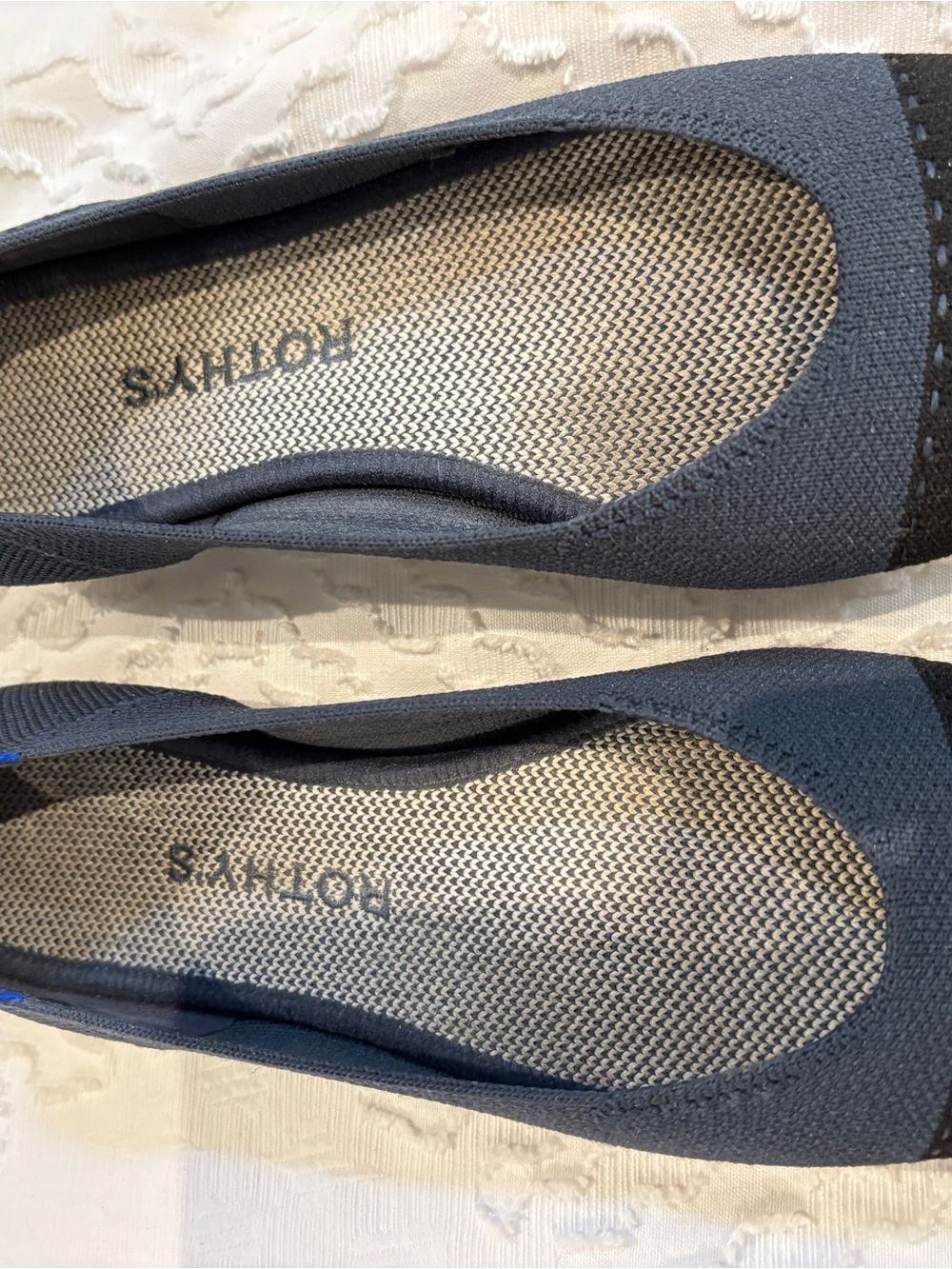 Rothy's Navy Knit Ballet Flats with Black Toe Detail